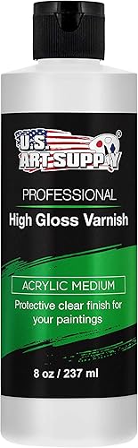 Miniatura 10 de U.S. Art Supply Barniz profesional de alto brillo, 16 onzas (pinta), medio acrílico, acabado protector permanente transparente para pinturas y obras