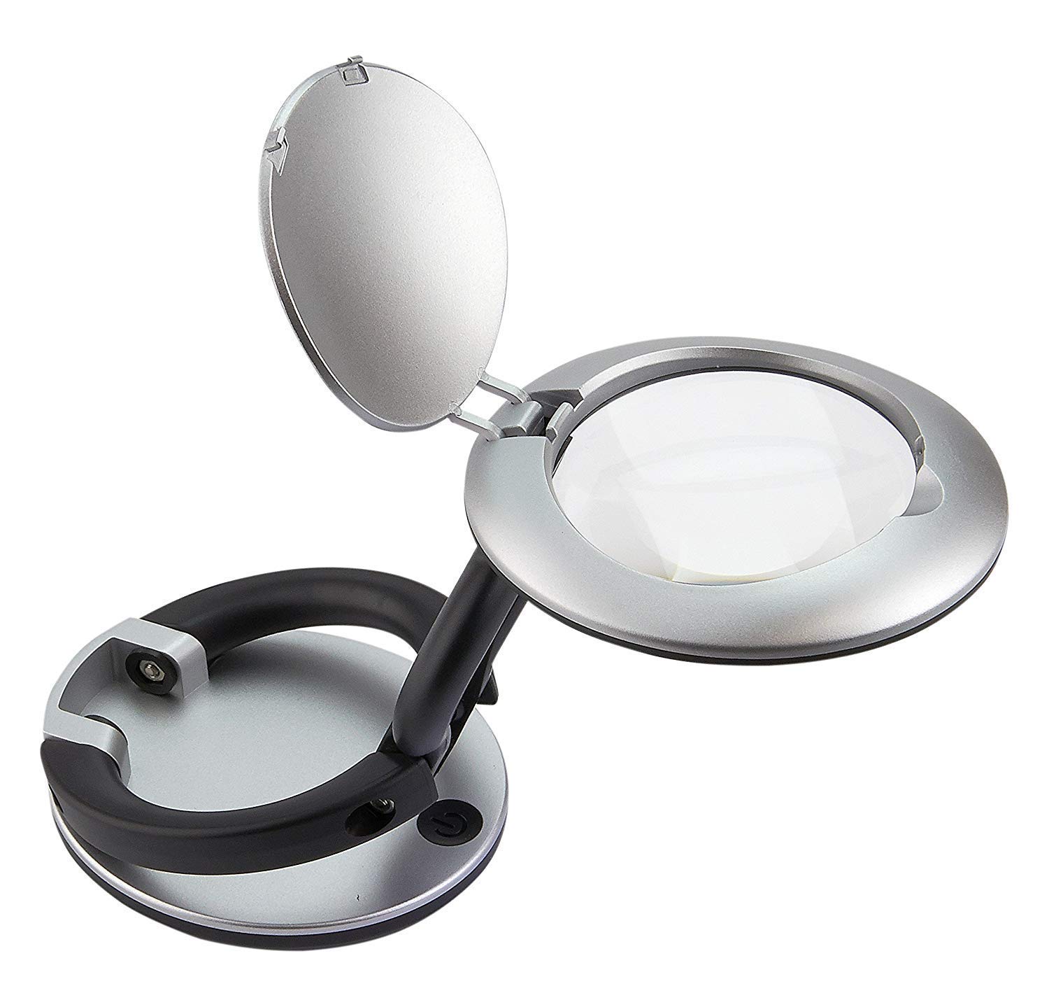 Lupa con luz Mini Lupa LED iluminada 3X y lámpara de Mesa, Lupa compacta y Plegable 2X 4X 25x Vidrio de Mano liviano de Mano
