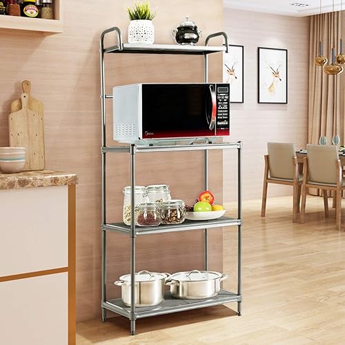 Miniatura 2 de Giantex Estante para panaderos de 4 niveles, estante de almacenamiento de cocina, soporte para horno de microondas, estantes metálicos de alambre de