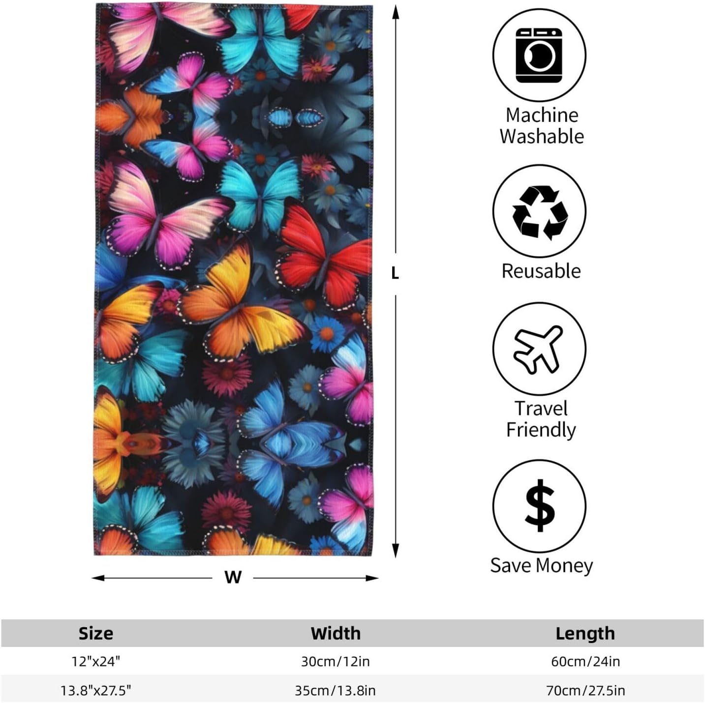 Dancing Butterfly Print Hand Towels for Kitchen, Decorative Bathroom Towels Decor Farmhouse Cute for Men Women Gifts