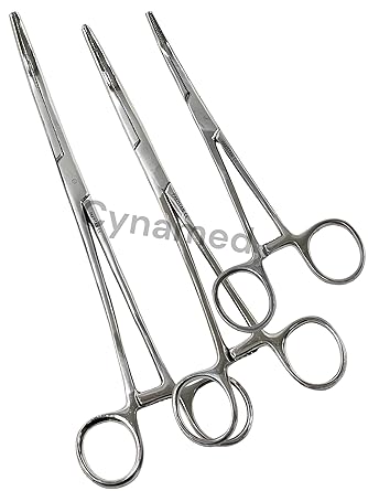 مجموعة متزامنة من 3 ملقط فاصوليا HEMOSTAT منحني 6 & quot؛ 8 & quot؛ 10 & quot ؛ ملقط ملقط هموستات من الفولاذ المقاوم للصدأ المسنن بالكامل