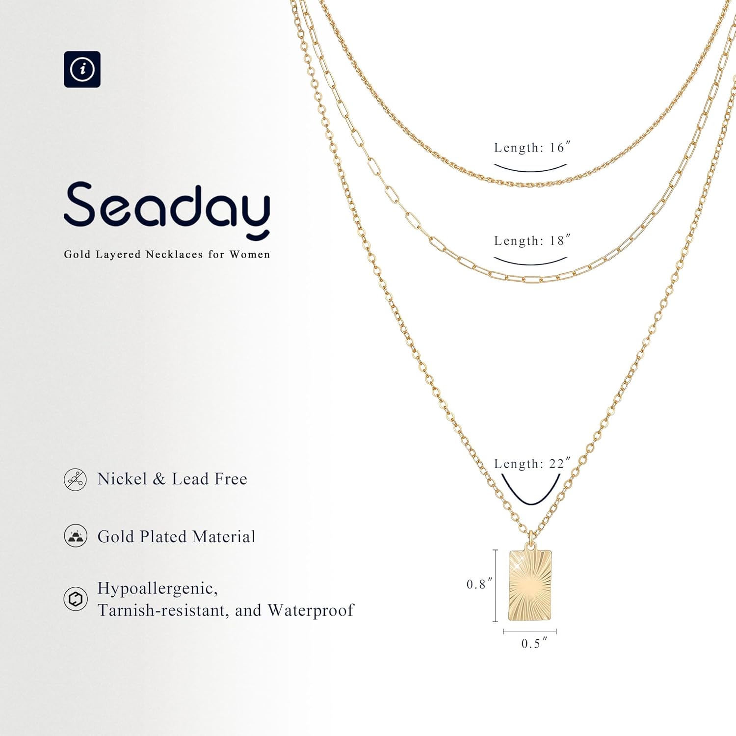 SEADAY Dainty Women's Necklace, Pendant Necklace for Women, Trendy Jewelry Birthday Gifts, Plated Gold Necklace with Pendant, Tarnish-resistant, Adjustable Length - Image 5
