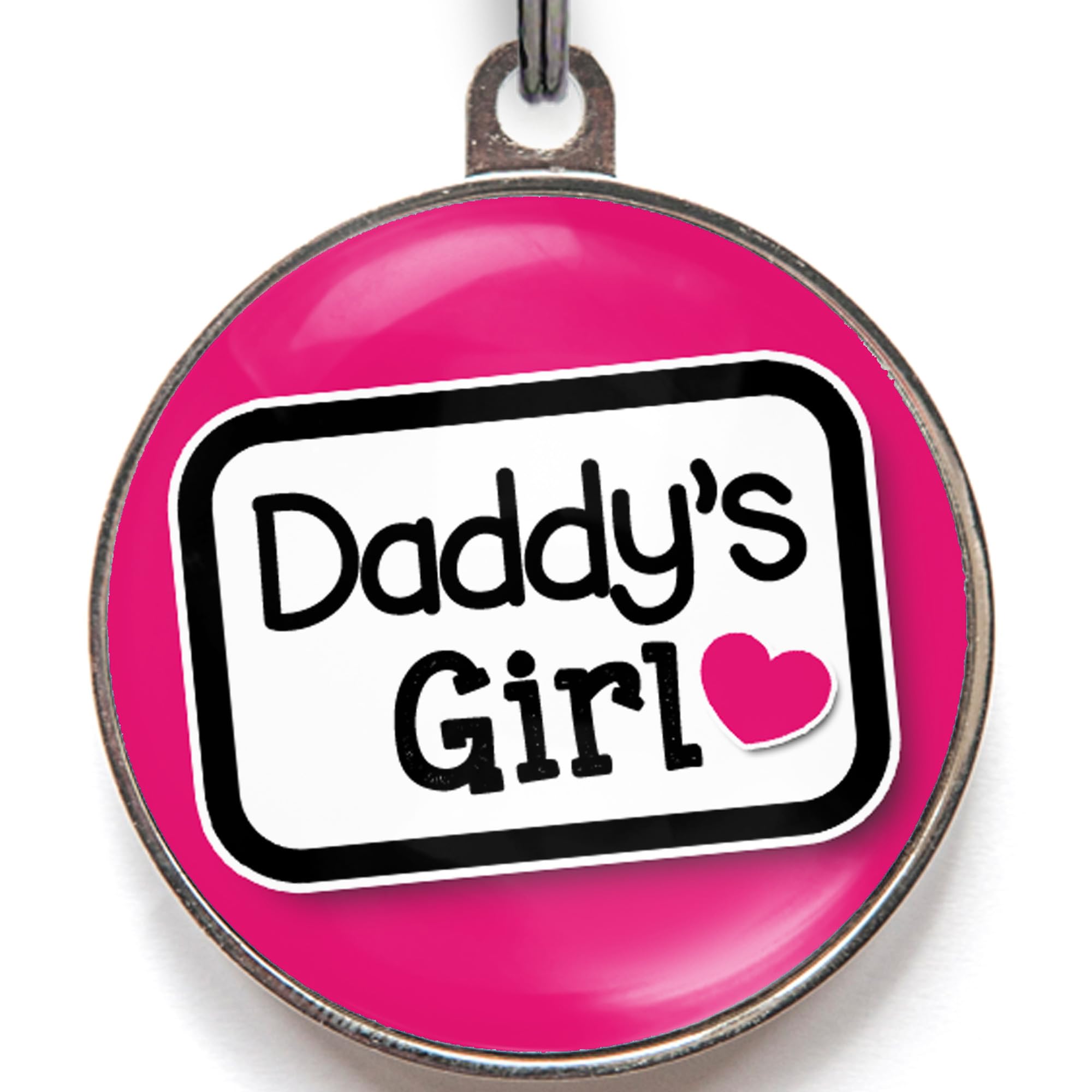 Daddy’s Girl Dog Tag – Add Your Info to The Back – 36 Colour Options – Funny Pet ID Tag for Dogs – 2 Sizes – Cute Metal Tag with Resin Dome
