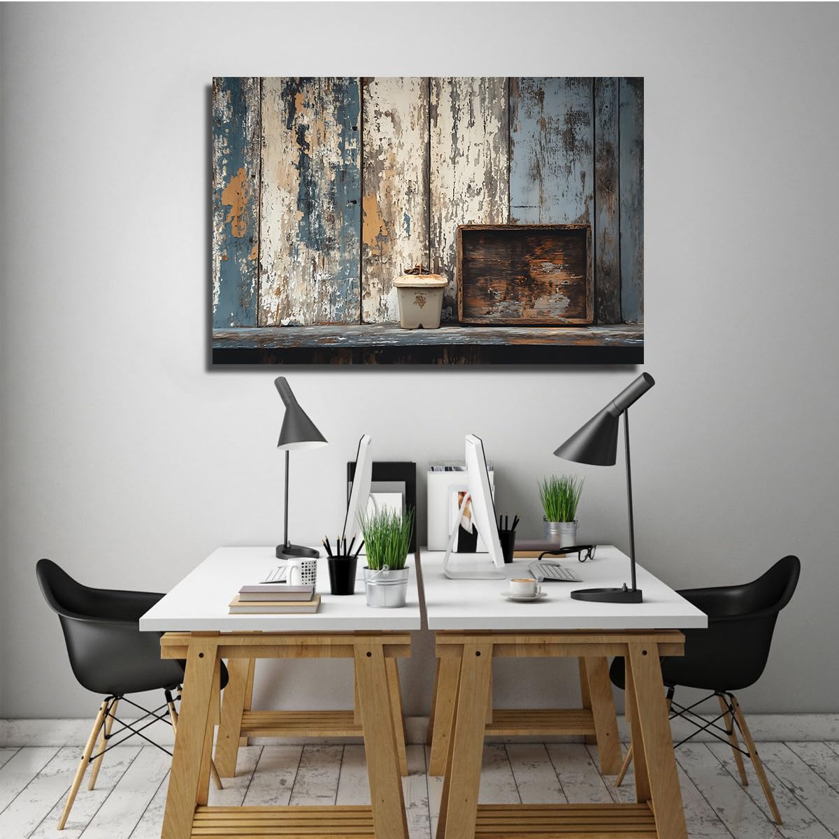 CHERHERART Affiche rustique en toile délabrée Ferme vintage Œuvre murale Cuisine Toile Tirages pour salon Couloir Salle à manger 80x135cm Sans cadre