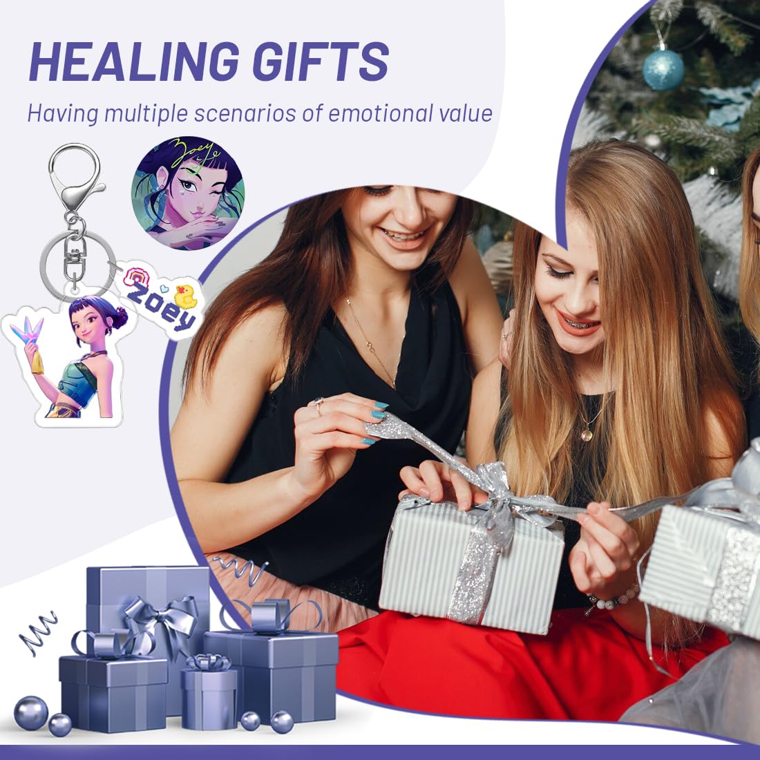 DEFGNOP K pop Gadget, Huntrix Portachiavi e Distintivi, Acryl Portachiavi, Regalo for Fans (Zo