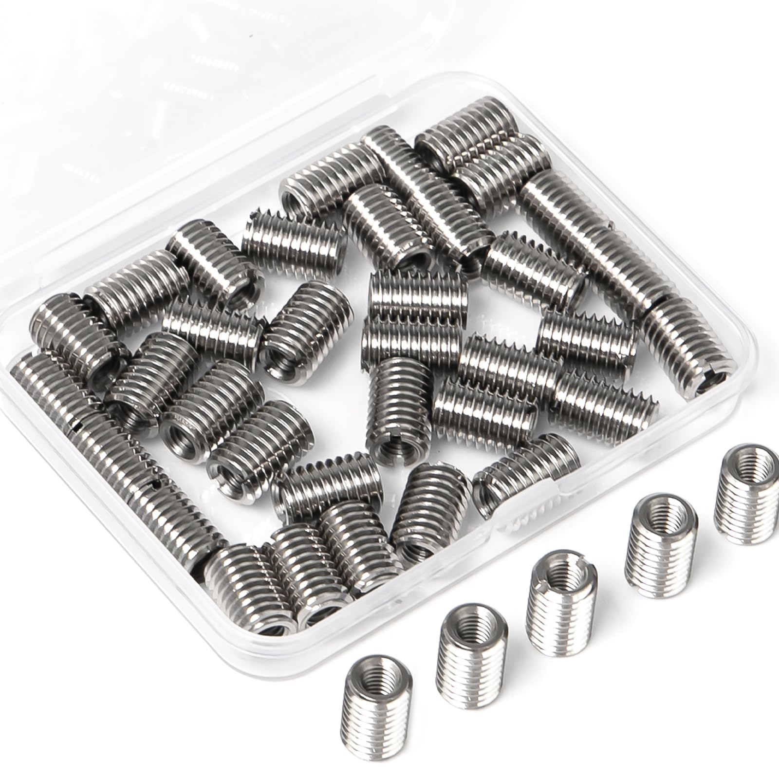 40 Pezzi Inserti Filettati M8 a M6x15mm in Acciaio Inox Inserto Filettato Autofilettante Inserti Filettati Adattatori Riduzione Dado per Automotive,Turbine a Vapore,Attrezzature Meccaniche