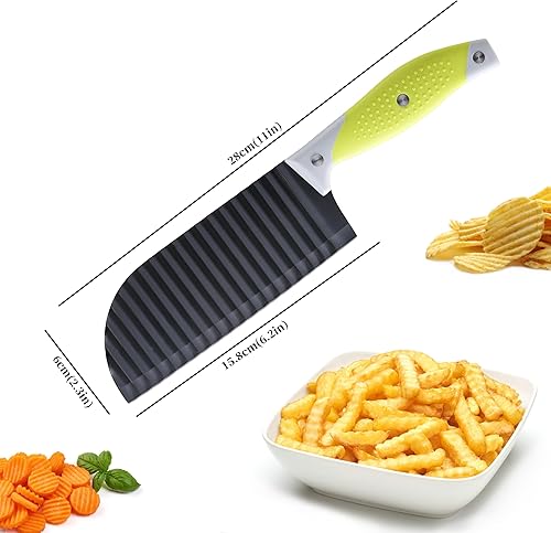 Miniatura 2 de Cortador de papas fritas para papas fritas, cortador de arrugas para verduras, papas, pepino, zanahoria y fruta, con mango antideslizante, apto para