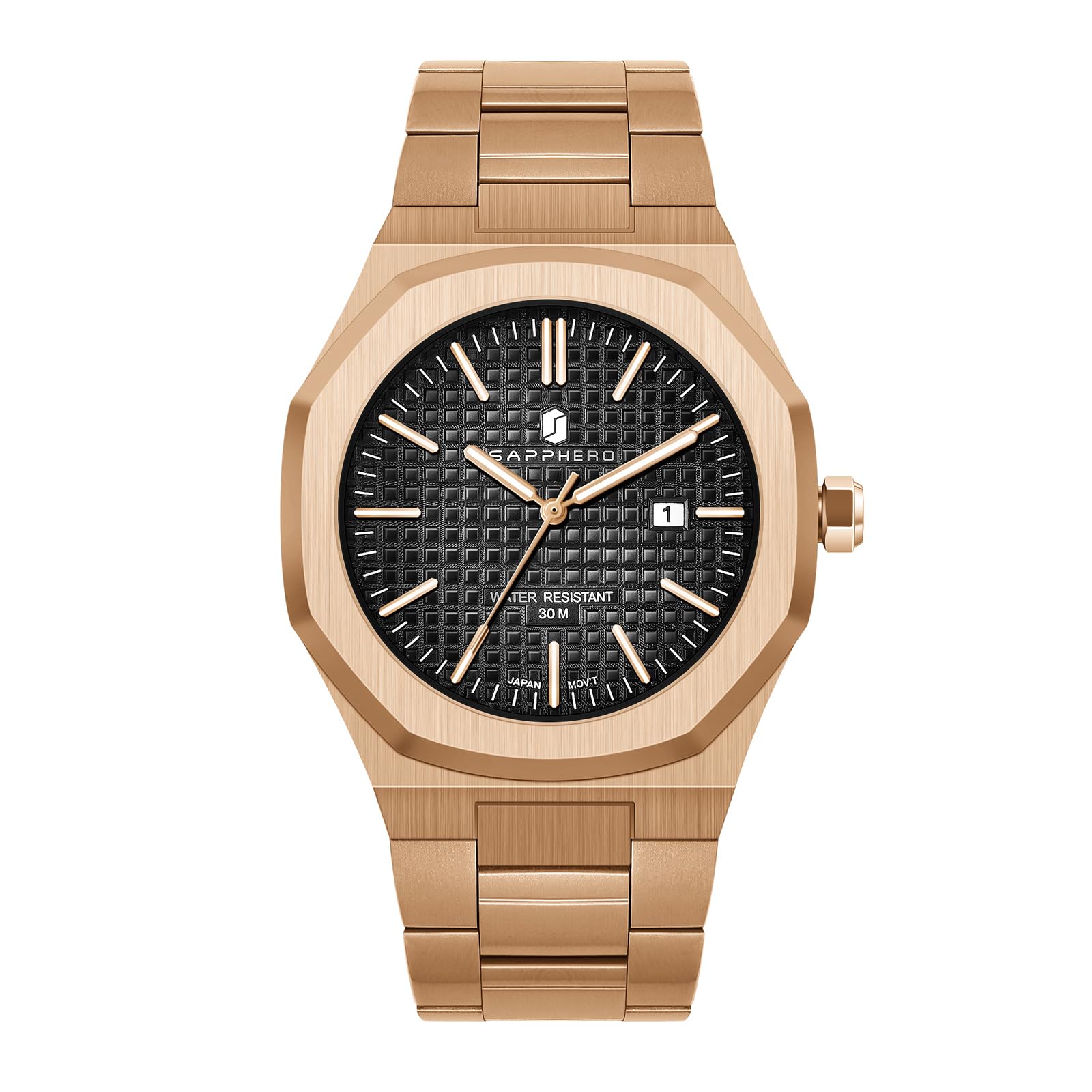 SAPPHERO Uhren Herren Quarzwerk Edelstahl Armband 50M Wasserdicht Datum Kalender Herrenuhren Armbanduhr Geschenke für Männer