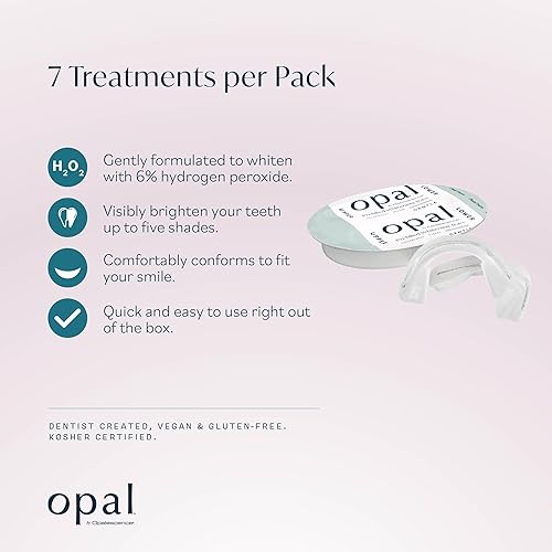 Miniatura 4 de Opal by Opalescence Go - Bandejas blanqueadoras de dientes precargadas - Suave - (7 tratamientos) - Peróxido de hidrógeno - Menta fresca - Hecho por