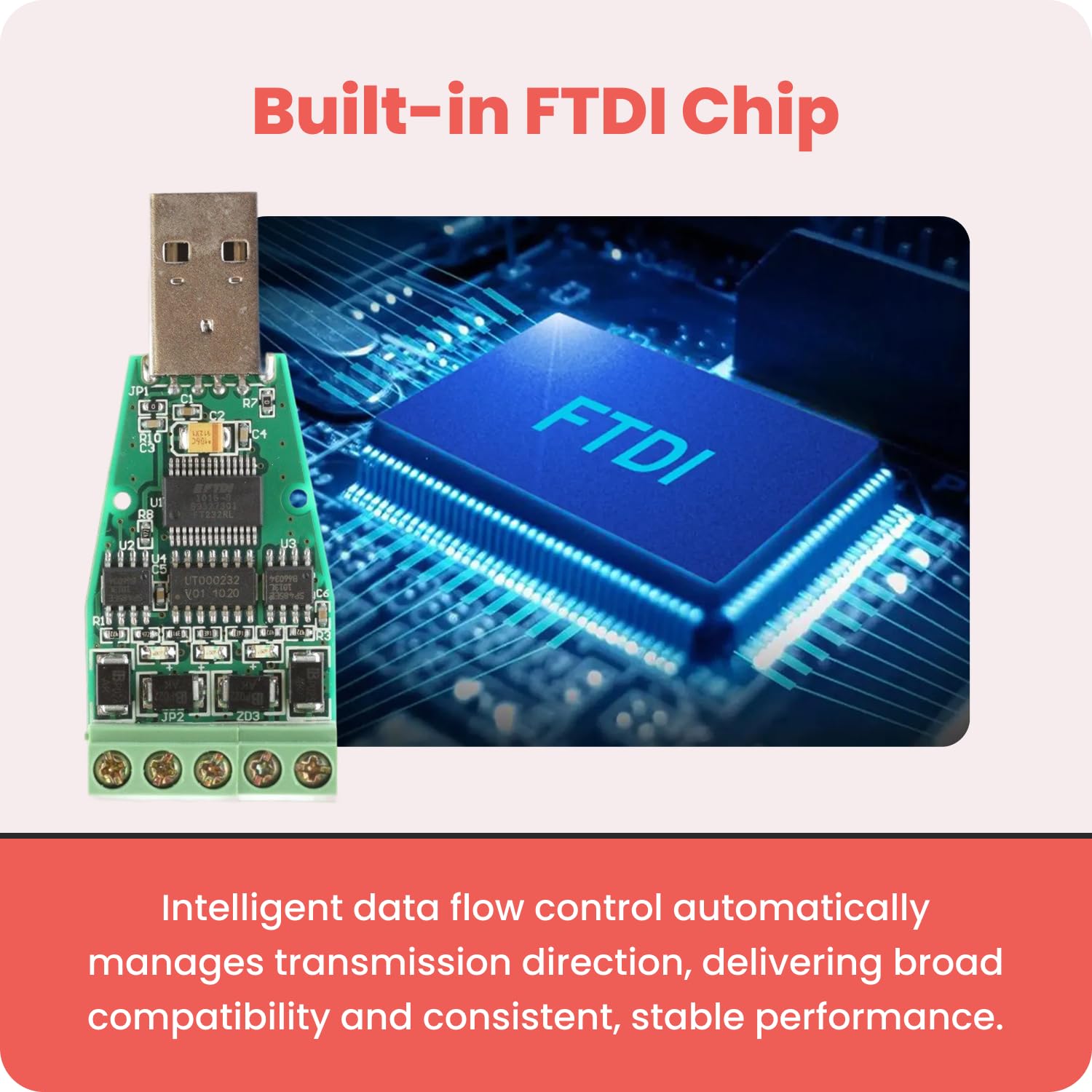 Mini-USB zu RS422/RS485 Converter CHIP FTDI mit Schraubklemmen