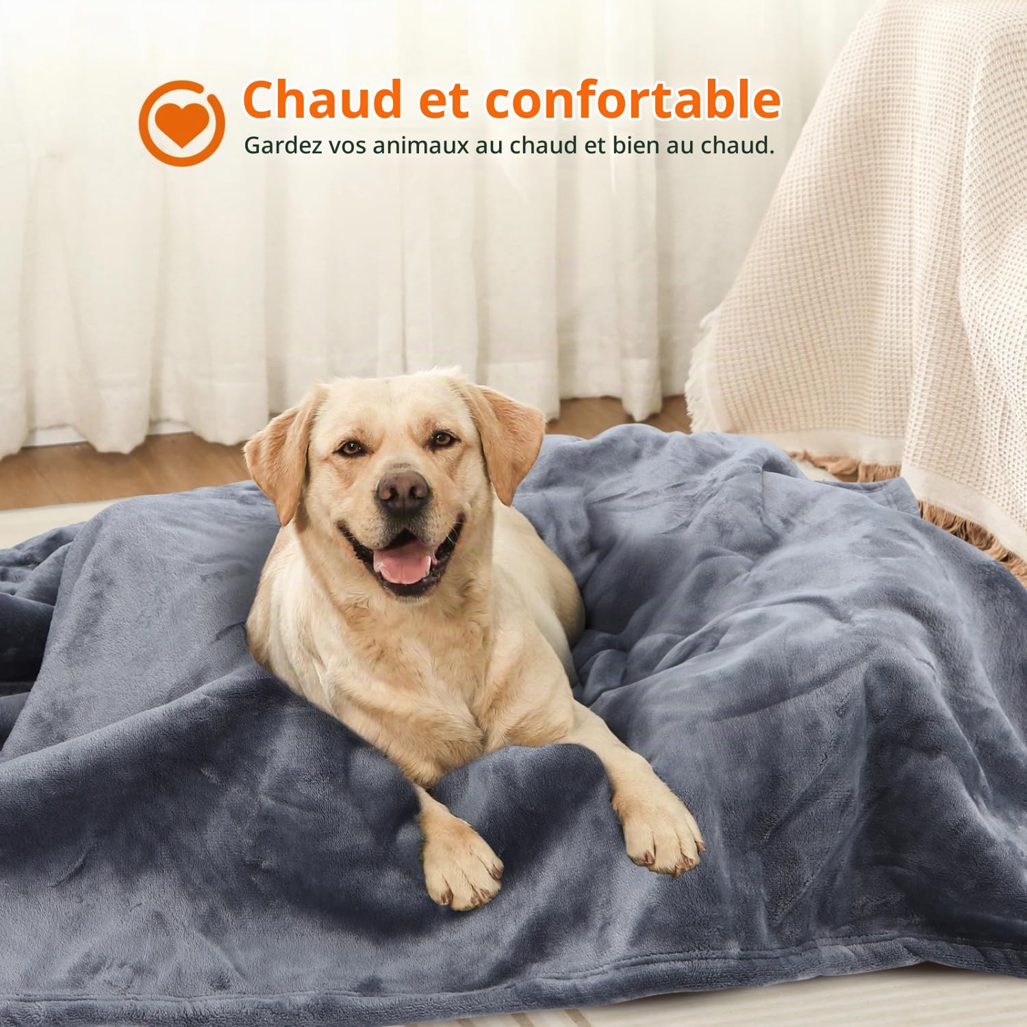 Nobleza Couverture Imperméable pour Chien, L 127 x 100cm Douillette Doux Plaid pour Animaux pour Chien Chat, Lavable en Machine, Réversible, Protection pour Canapé Lit, Gris