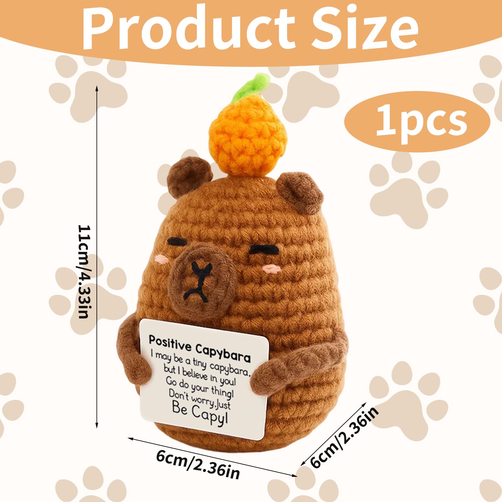 SrgPui Positive Crochet Animals, Capybara Gifts for Emotional Support Positive Gifts for Women Handmade Crochet Capybara Decor - Image 2