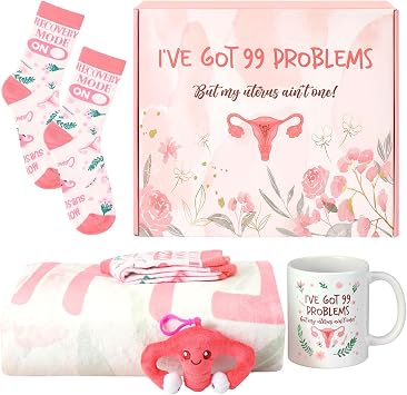 Drydiet Hysterectomy Gifts Women, Funny Uterus Blanket Socks Mug Set