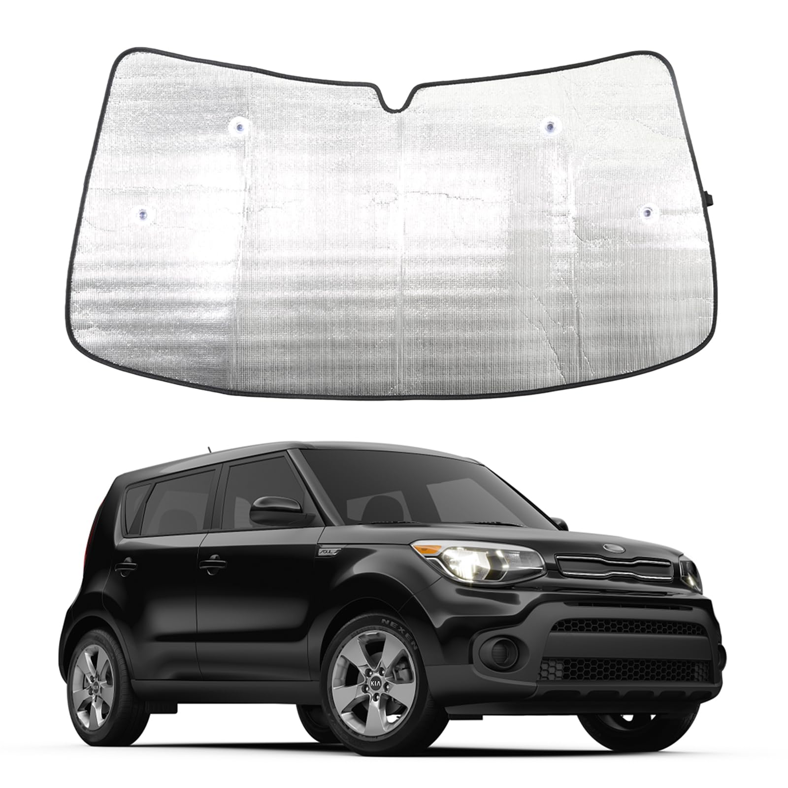 Car Front Windshield Sunshade for Kia Soul 2009-2013, Front Window Sun Shade, Foldable Reflective Sun Visor, Screen Shield Cover UV Blocker Protector HeatShield