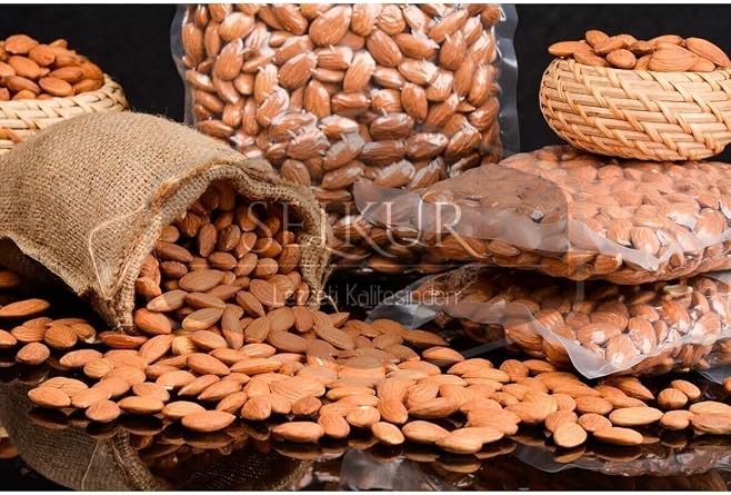 SELKUR Çiğ Badem 1kg Doypack Ambalaj Iri Tane