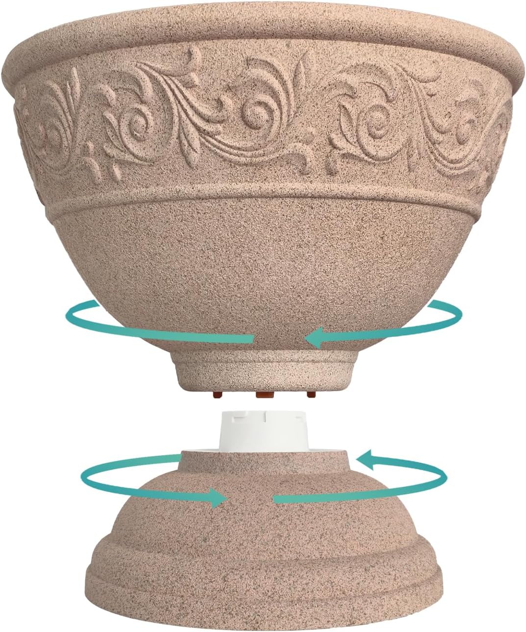 17.7 Inch Large Outdoor Planters with Drainage Holes, Set of 2, Decorative Pedestal Flower Pots for Garden, Patio or Faux Plants, Classical Holy Grail Style (Marble Grey)