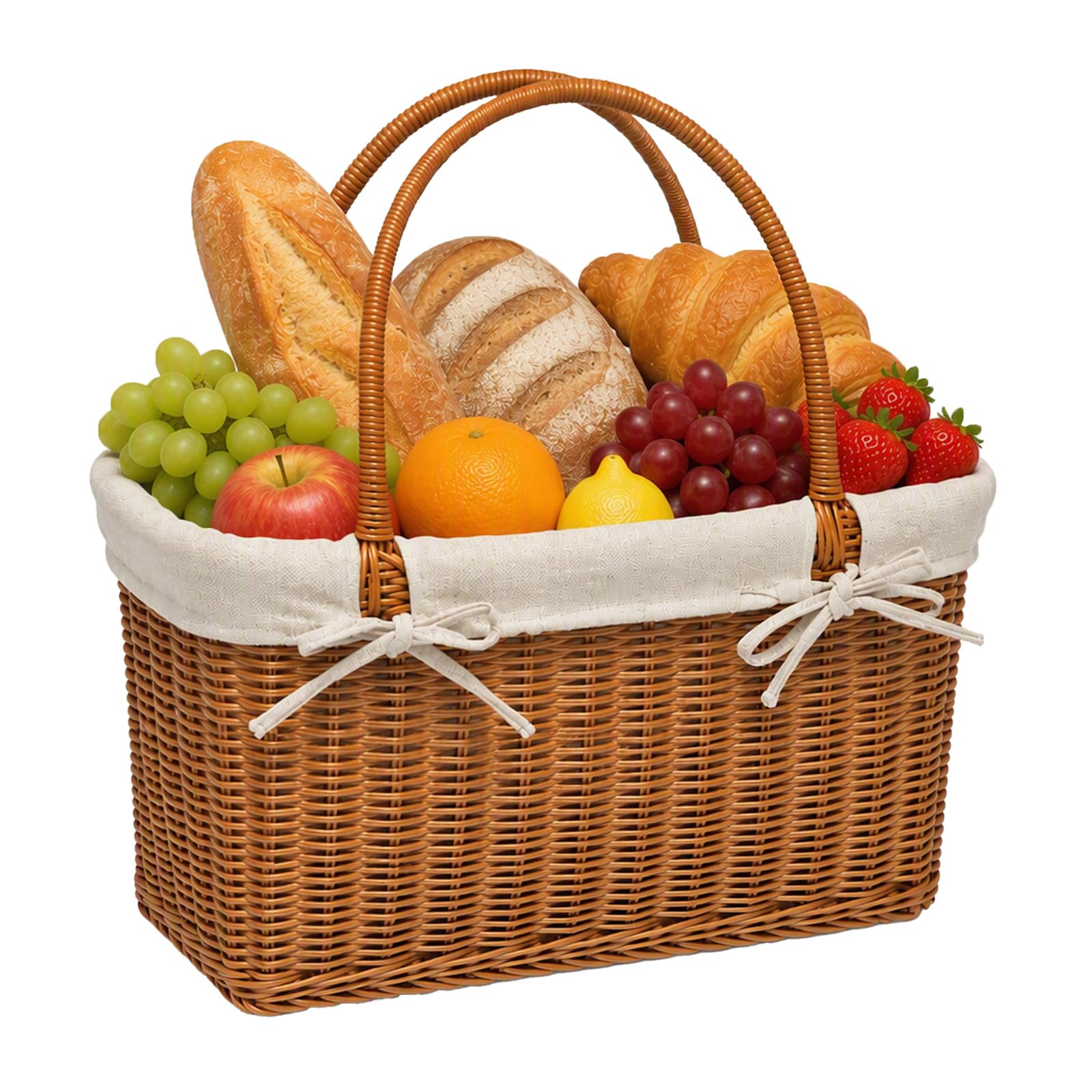 Cesto per la raccolta da giardino, cestino da picnic con manico, perfetto per il giardinaggio, per frutta e verdura, picnic e shopping