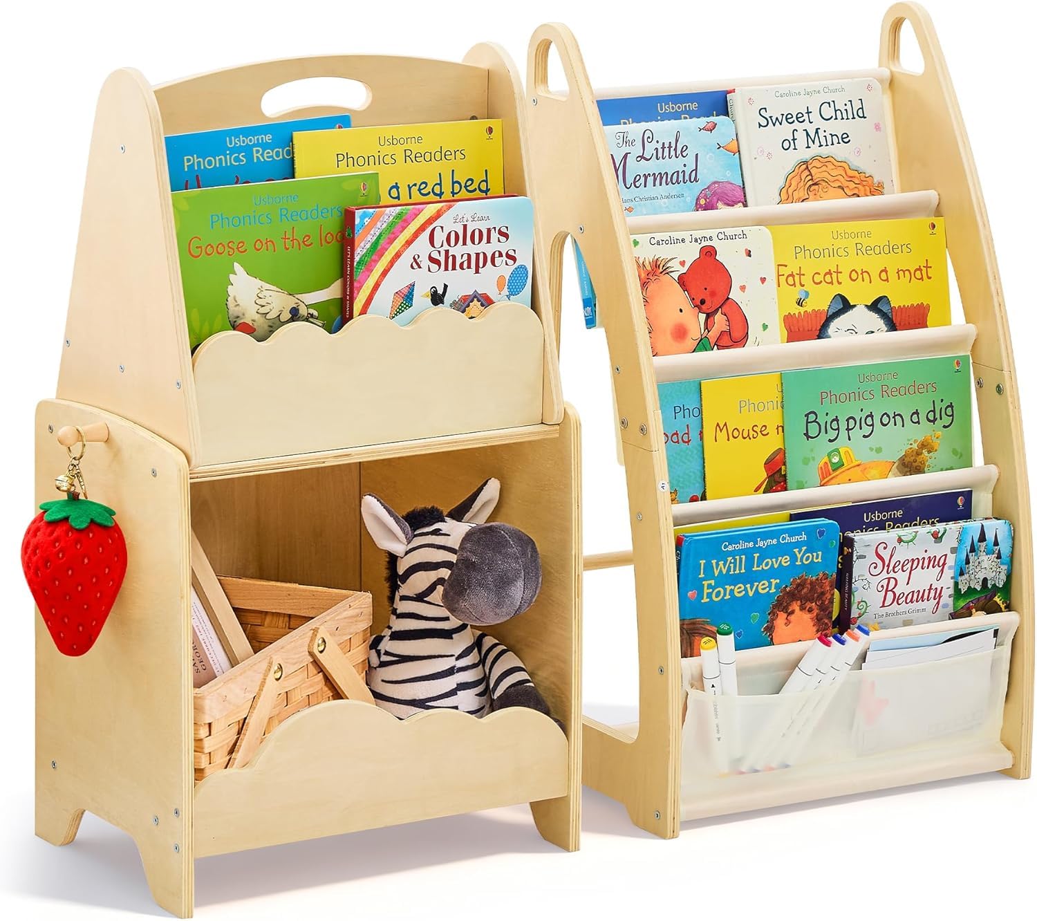Jolitac 3tlg Kinder Bücherregal, Kinderzimmer Spielzeugregal aus Holz, Spielzeug Organizer Regal Aufbewahrung für Kindergarten, Spielzimmer