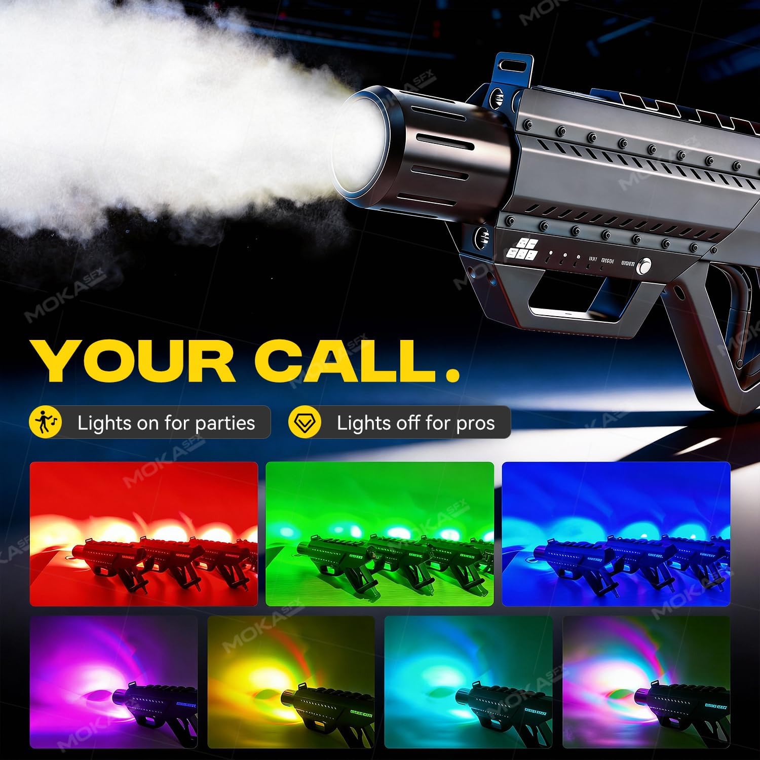 MOKA SFX Handgeführte CO2 Kanone mit LED-Lichtern CO2 Jet-Maschine mit verstellbarem Schultergurt 3,05m CO2 Schlauch Schnellkupplung Bühneneffekt-Maschine für DJ Nachtclub Hochzeit Party Live Show