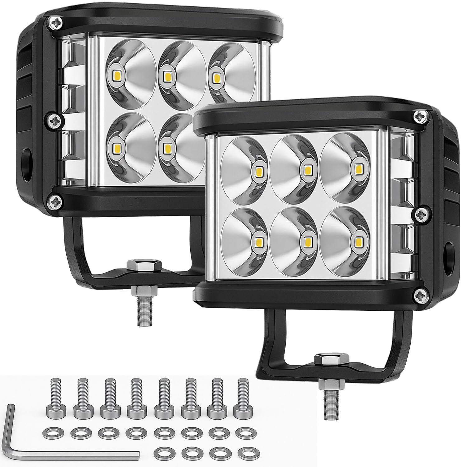 Willpower 2 sztuki Reflektor roboczy LED, 4 cale 60 W LED 12 V Flood reflektor do samochodu 4 x 4 ciężarówka ciągnik SUV łódź