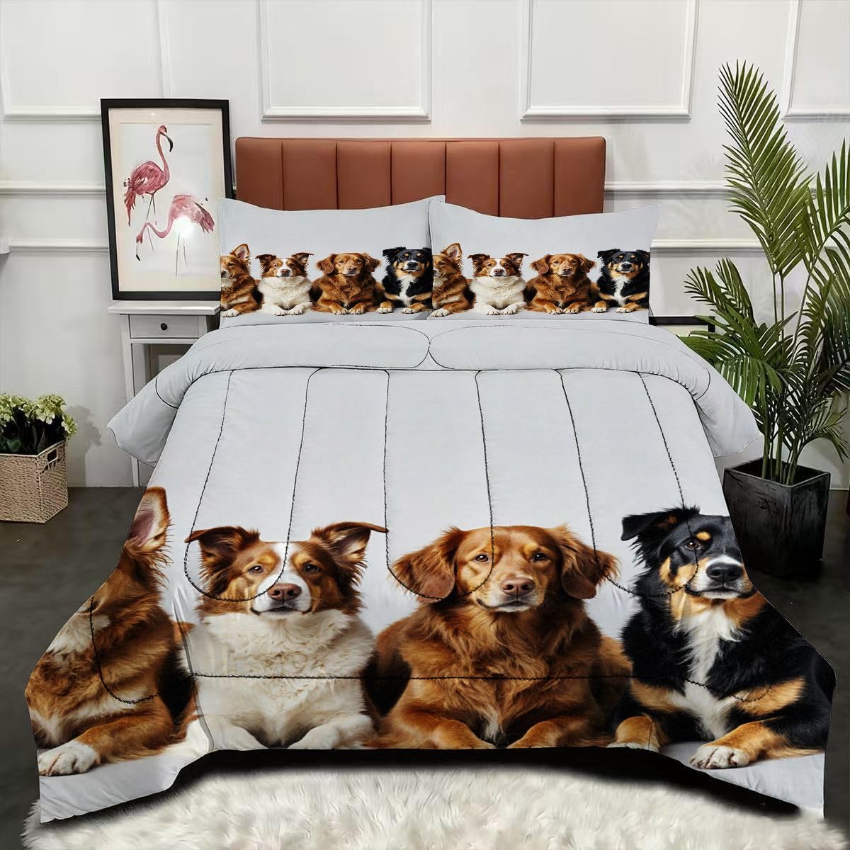 Couette 160x200 cm imprimée chien pour chambre d'enfant ou studio