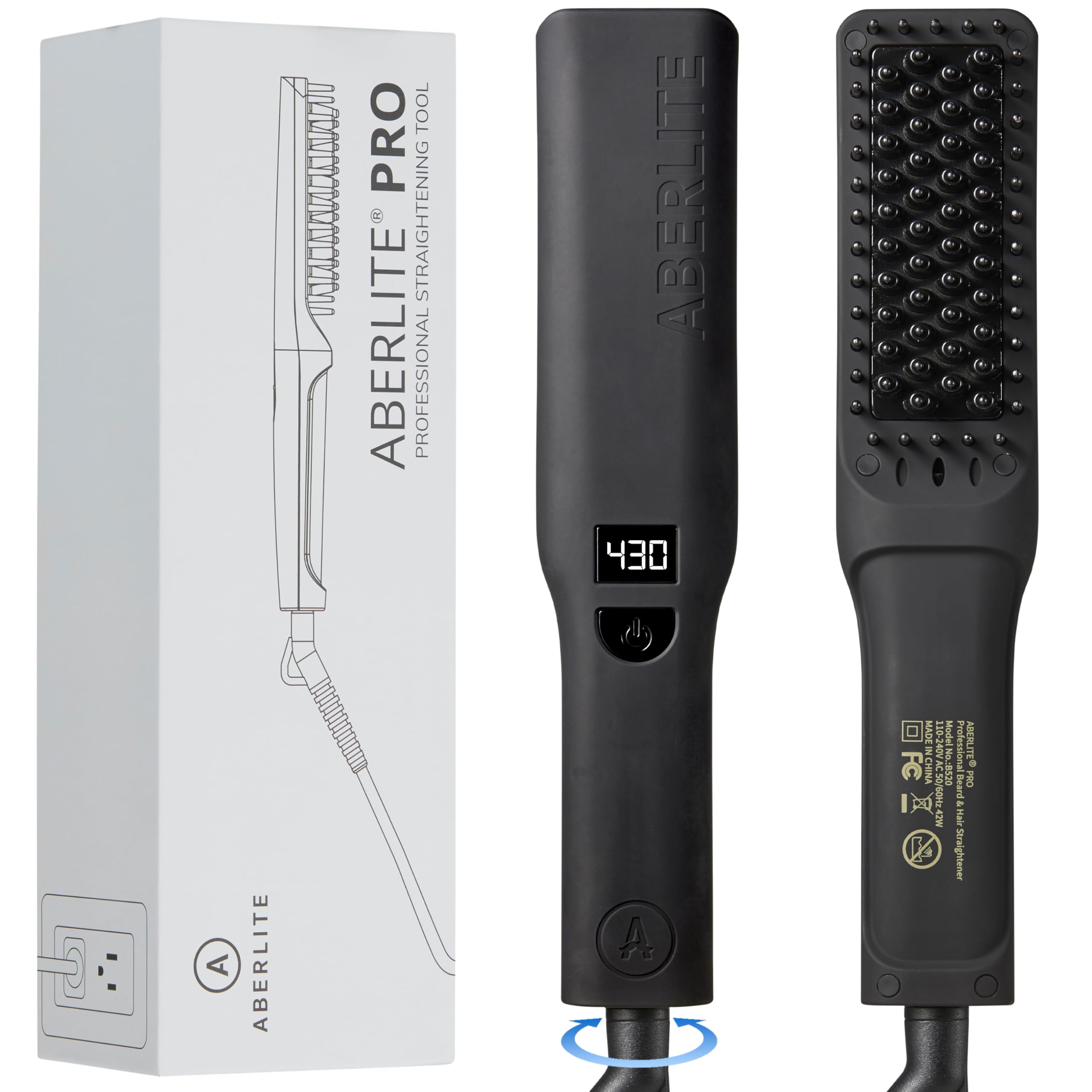 Pro (Upgraded) - Advanced Ionic Beard & Hair Straightener with Anti-Scald Heated Brush - Pain-Free Conditioning for All Types