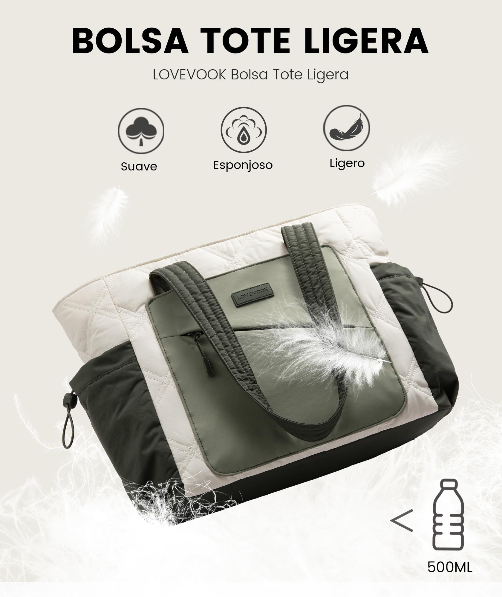LOVEVOOK Bolso Mujer Grande Bolso Tote Mujer Portatil Trabajo Tote Bag Shopper para Universidad Viaje Oficina Trabajo Escuela