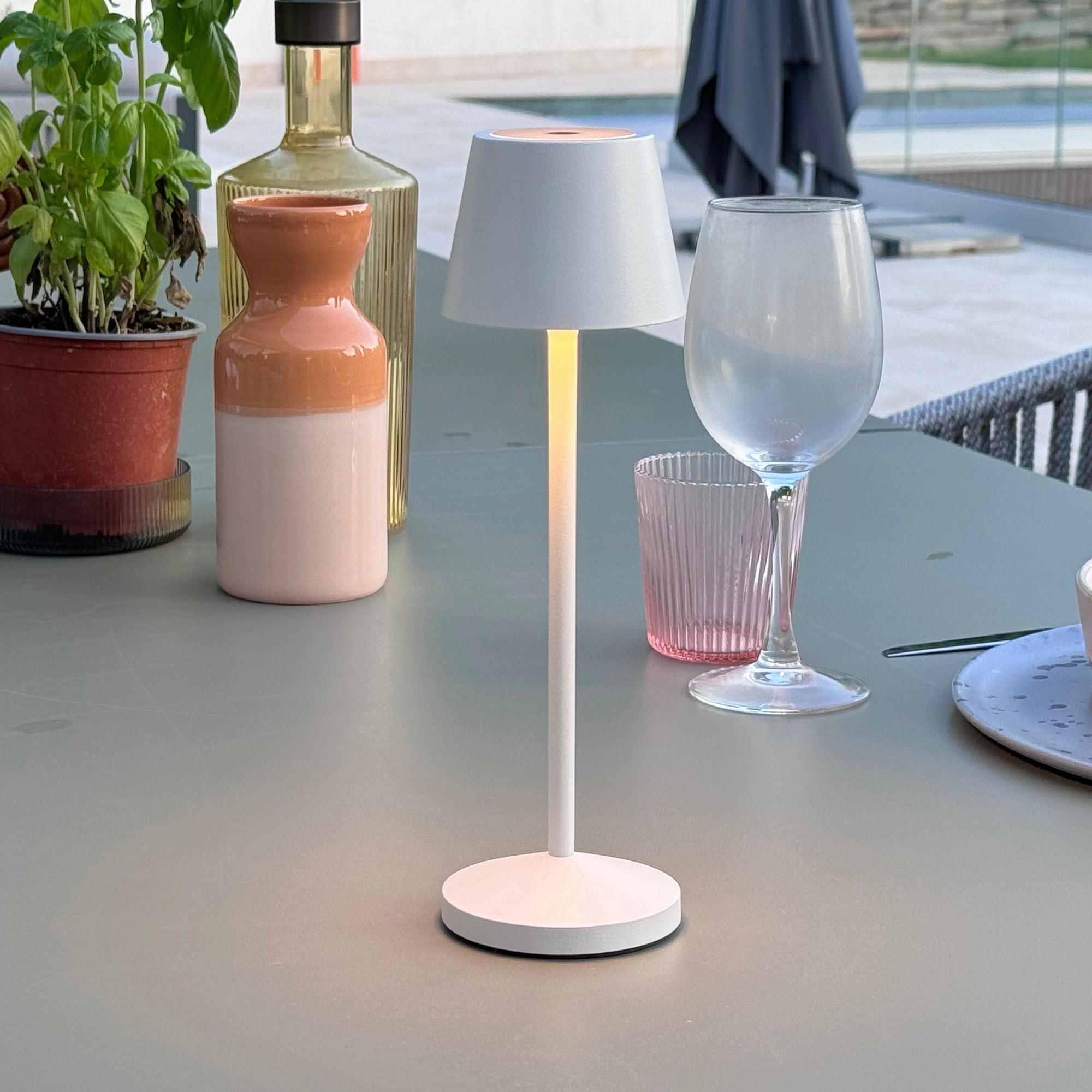 Lumisky EMILY Tischleuchte, kabellos, LED, warmweiß, dimmbar, Höhe 25 cm, Weiß