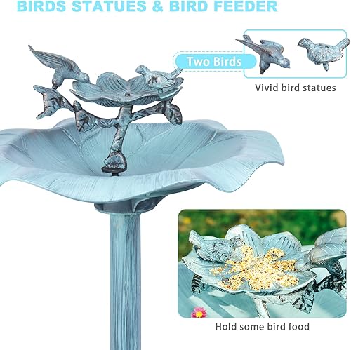 Miniatura 5 de Baños para pájaros de 33 pulgadas de altura, poliresina, ligeros, grandes, para decoración de jardín al aire libre
