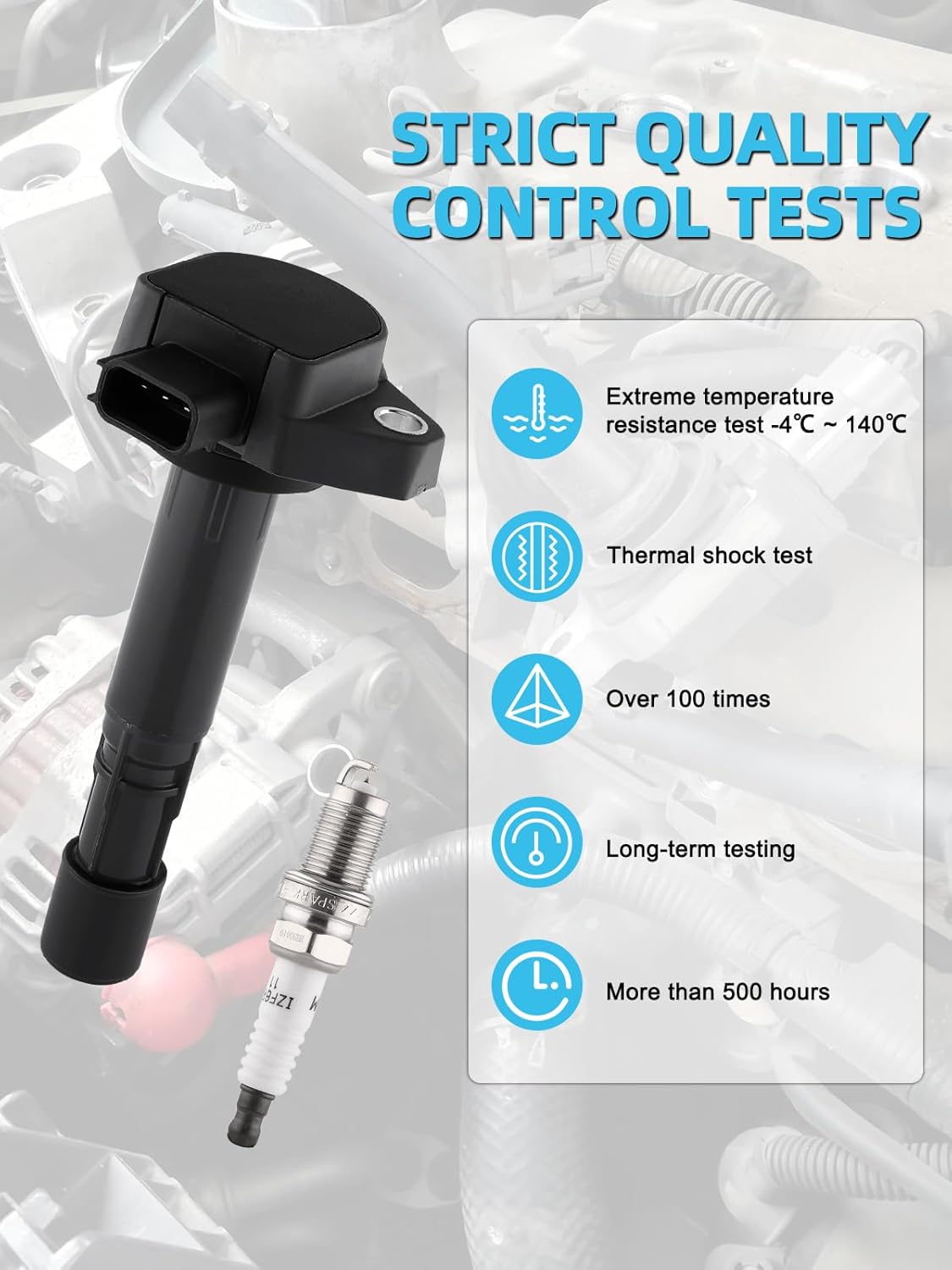 Set Of 6 UF400 Ignition Coil Pack & Iridium Spark Plugs (3.5L 3.7L) 1999-2011 For Acura CL EL MDX RL TL, For Honda Civic Pilot Odyssey Ridgeline, For Saturn Vue, Replace # 5C1013