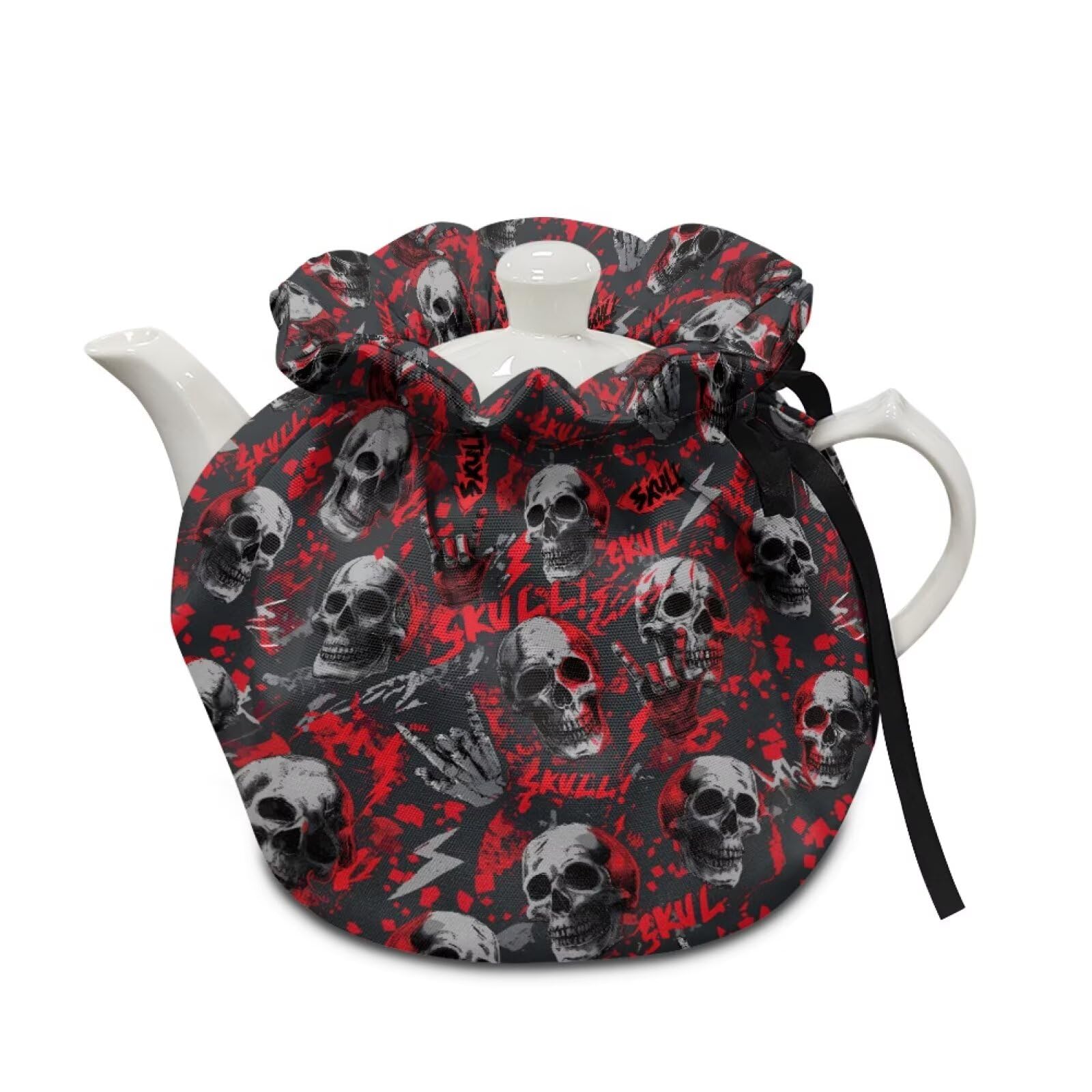Halloween Tea Cosy for Teapots Skull Tea Kettle Dust Cover Keep Warm Teapot Covers for Home Kitchen Party Decoration