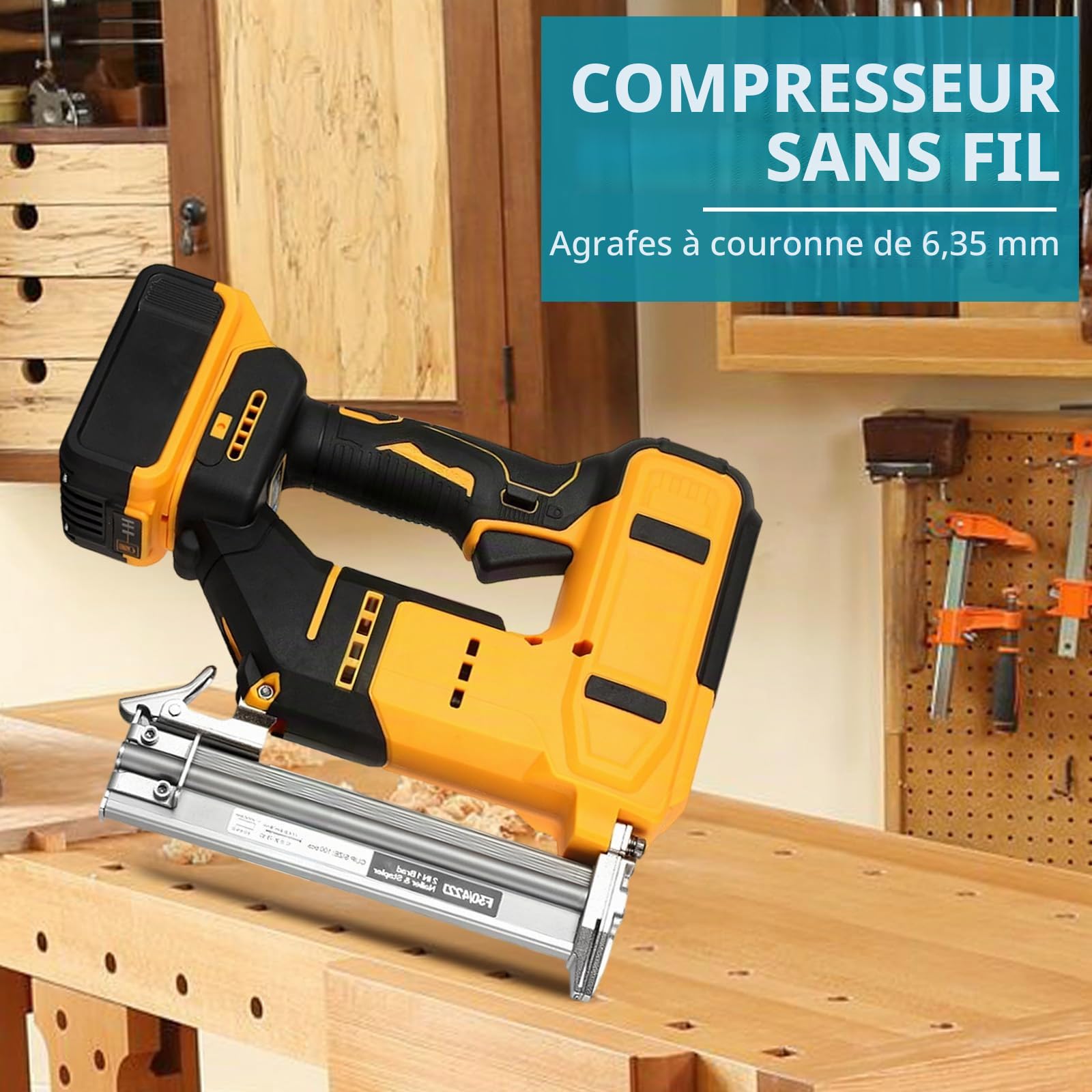 Cloueuse Sans Fil Pour Dewalt 20 V, 18ga 2 En 1 Sans Balais Pistolet à Clouer électrique, Agrafeuse Avec 1000 Clous Et 1000 Agrafes Pour Le Travail Du Bois Pour Travaux Du Bois (Sans Batterie)