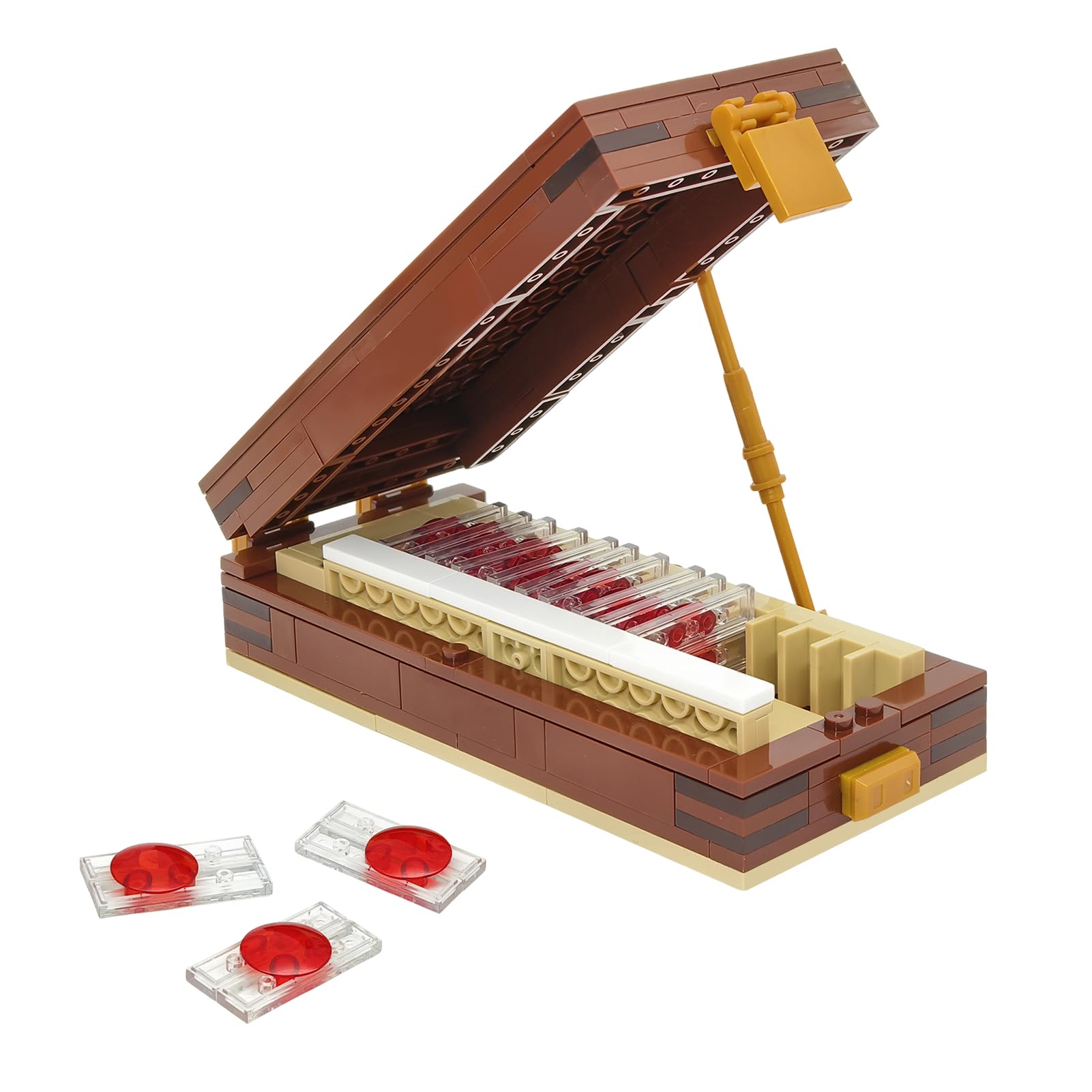 Crime TV Inspired Blood Slide Box Building Set, Compatible with Lego 630 Accessory, Openable Trophy Display Case with Transparent Red Slides Bricks for Crime TV Fans