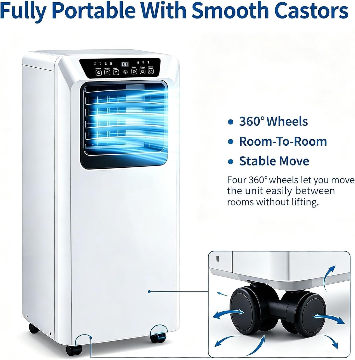 Condizionatore d'Aria Portatile 9000 BTU Singolo Raffreddamento con refrigerante R290, Installazione Senza Fori, Silenzioso, Ideale per Uso Domestico Camera da