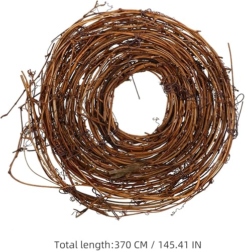 Vista 5 de Guirnalda de ramitas de vid natural, 15 pies de corona de vid rústica para manualidades, arco de boda, decoración de pared de granja, guirnalda