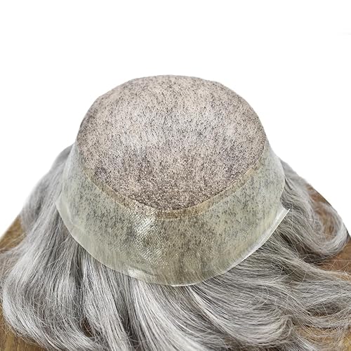 Miniatura 10 de Pieza de cabello humano para hombre, pieza de cabello suave suizo para hombre, peluca de encaje suizo para hombres, sistema de reemplazo de cabello