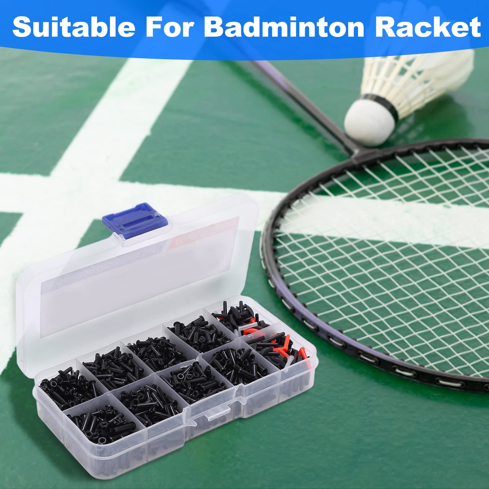 1 Box Badminton Grommets , Tennis Stringing Machines & Tools , Universal Badminton Racket Grommets Nylon Racquet Eyelets Bucket String Protector Stringing Tools For Tennis Pickball Squash