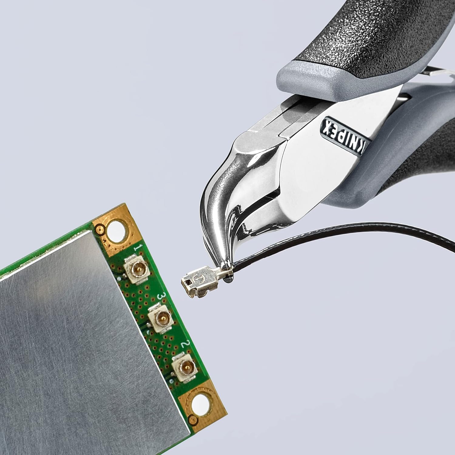 KNIPEX Elektronik-Greifzange ESD mit durchgestecktem Gelenk spiegelpoliert mit Mehrkomponenten-Hüllen 115 mm, 35 42 115 ESD