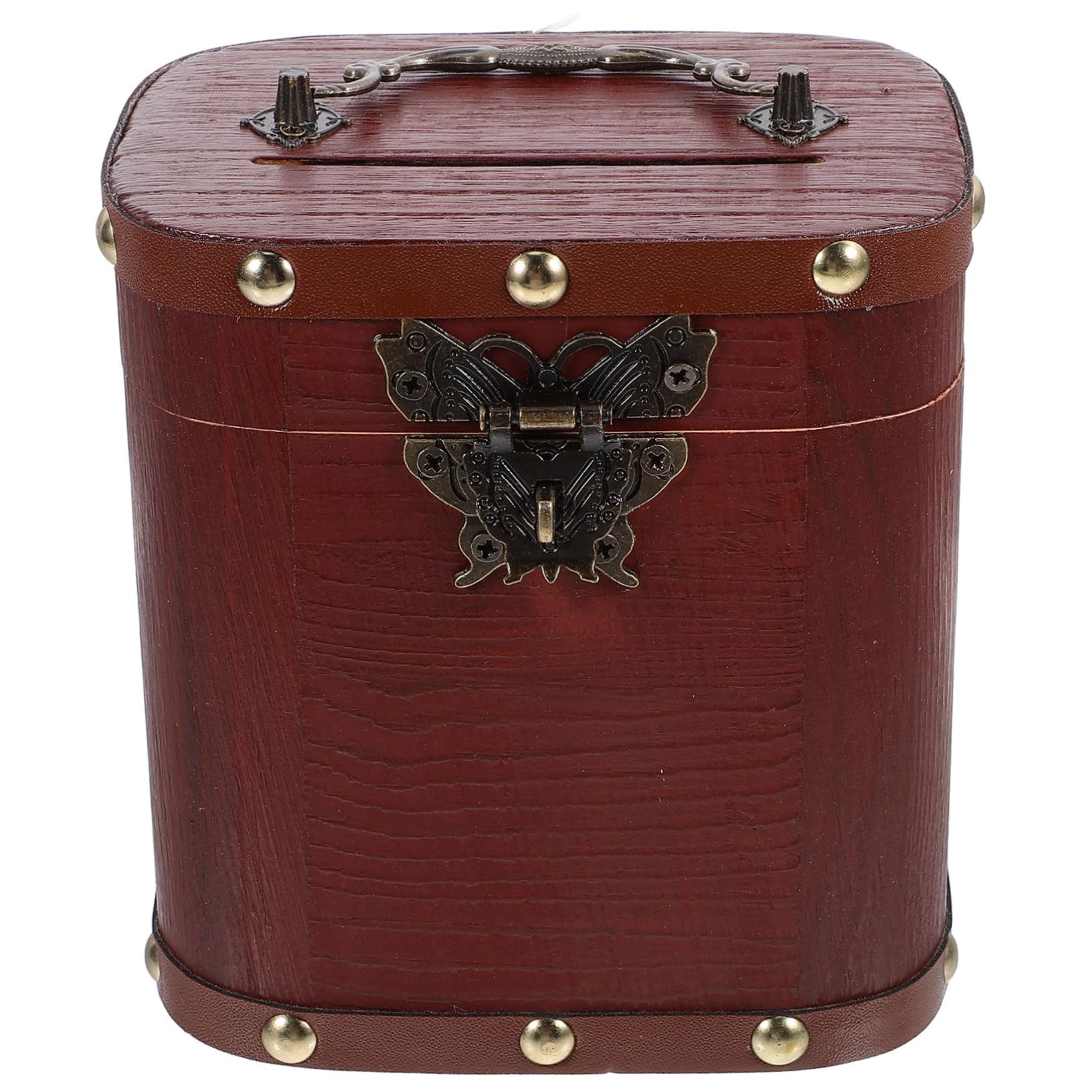 Boîte de rangement vintage avec serrure tirelire rétro bois petit modèle