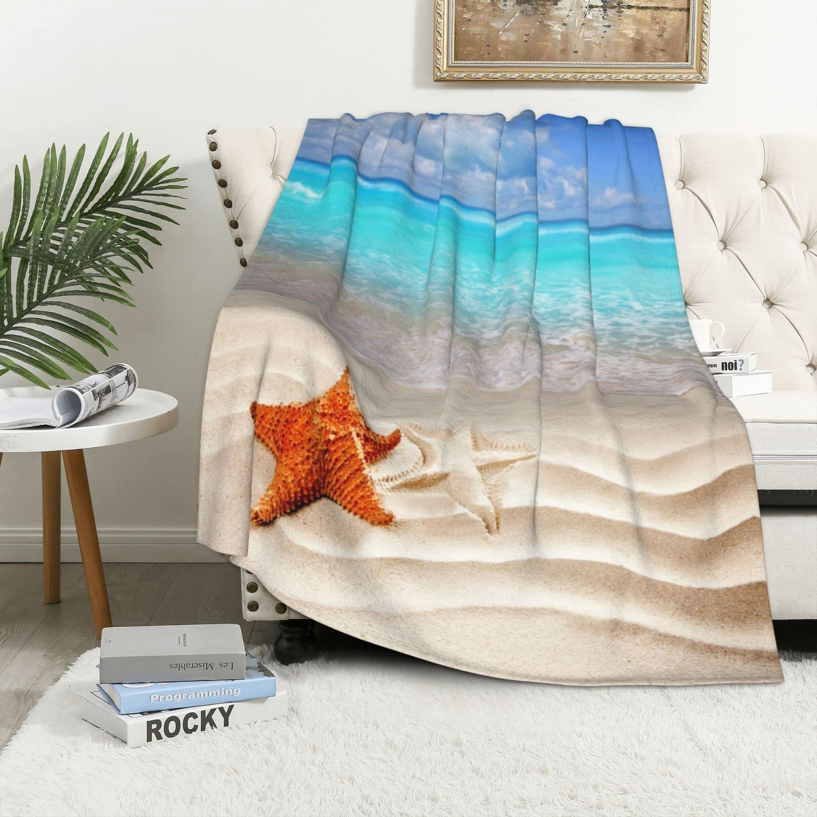 Couverture en flanelle de plage douceur premium et confort thermique pour lit et sofa