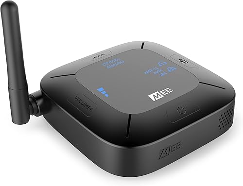 MEE audio Connect Hub Transmisorreceptor Bluetooth con paso de audio para TVEstéreo doméstico con conector de 0.138 inAUXRCAentrada óptica adaptador