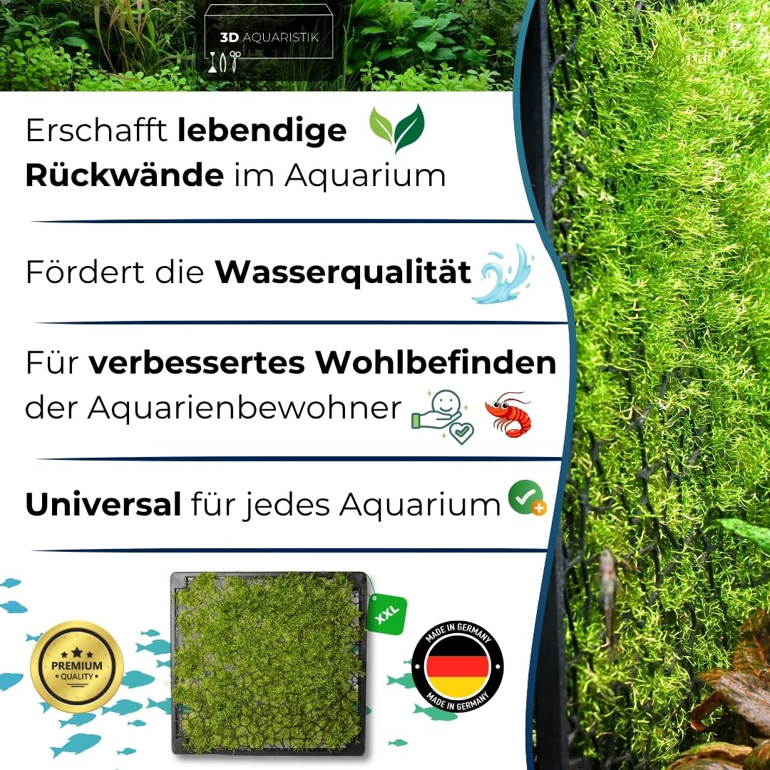 Generisch Mooswand XL 35x33 cm für Aquarium Rückwand-Gitter zum Begrünen - Slim Design mit Magnet - für Moos & Aufsitzerpflanzen - Aquarium Pflanzen Zubehör