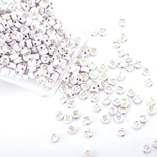 Miniatura 4 de 1000 cuentas acrílicas de letras pequeñas, cuentas redondas de letras acrílicas coloridas del alfabeto para hacer joyas, cuentas del alfabeto (Bj