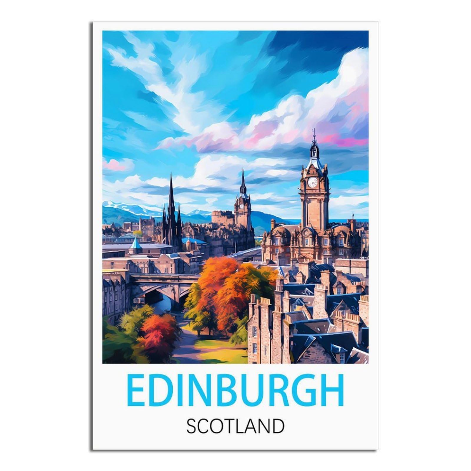 Naegv V269 Diy 5D Diamond Art Kits，Edinburgh Scotland Full Drill Round Diamond Painting, Diamond Art Craft For Home Wall Decor 30X40cm