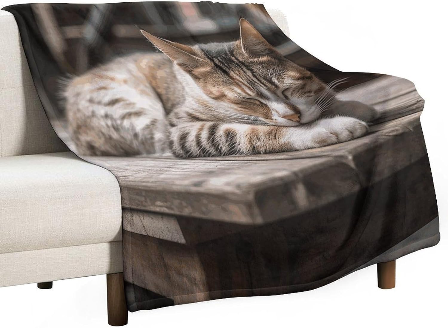 Cat Sleeping Blanket Super Soft Warm Flannel Throw Blankets Lightweight Breathable Bath Towel Cozy Luxury Blanket for Couch Home Decor Tapestry for Travel Camping