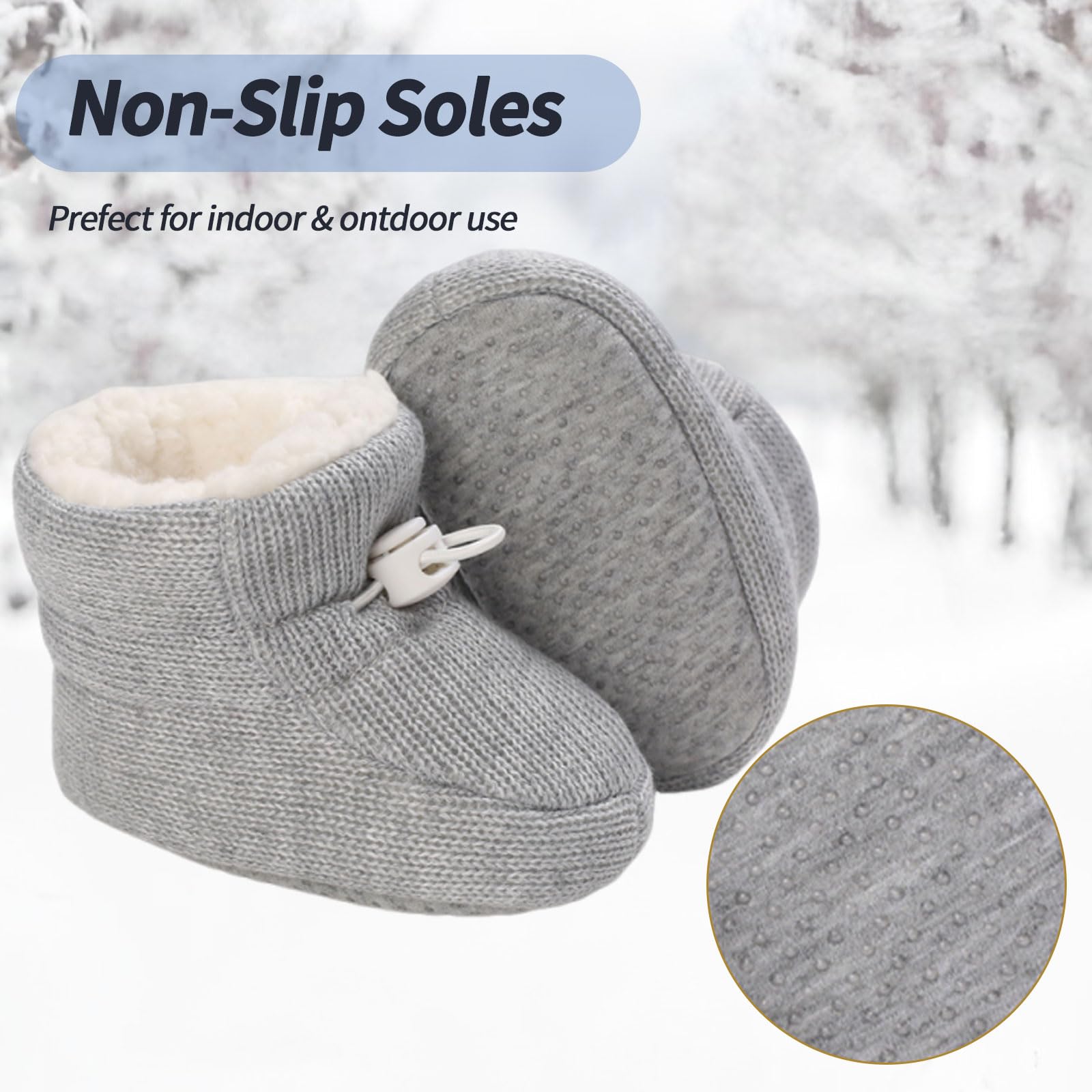 Stivaletti Neonata Neonato Pantofole Antiscivolo Termiche Fodera in Pile Babbucce Scarpe Invernali Morbido Cotone Scarpine Primi Passi Stivali da Neve Calzini Caldi 0-18 Mesi