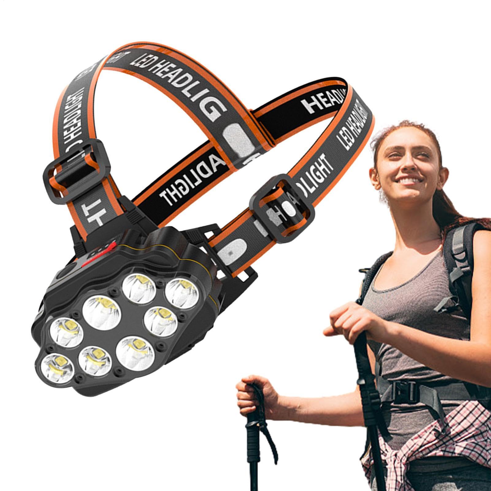 Linterna frontal recargable de haz largo impermeable para trabajo y deporte 8