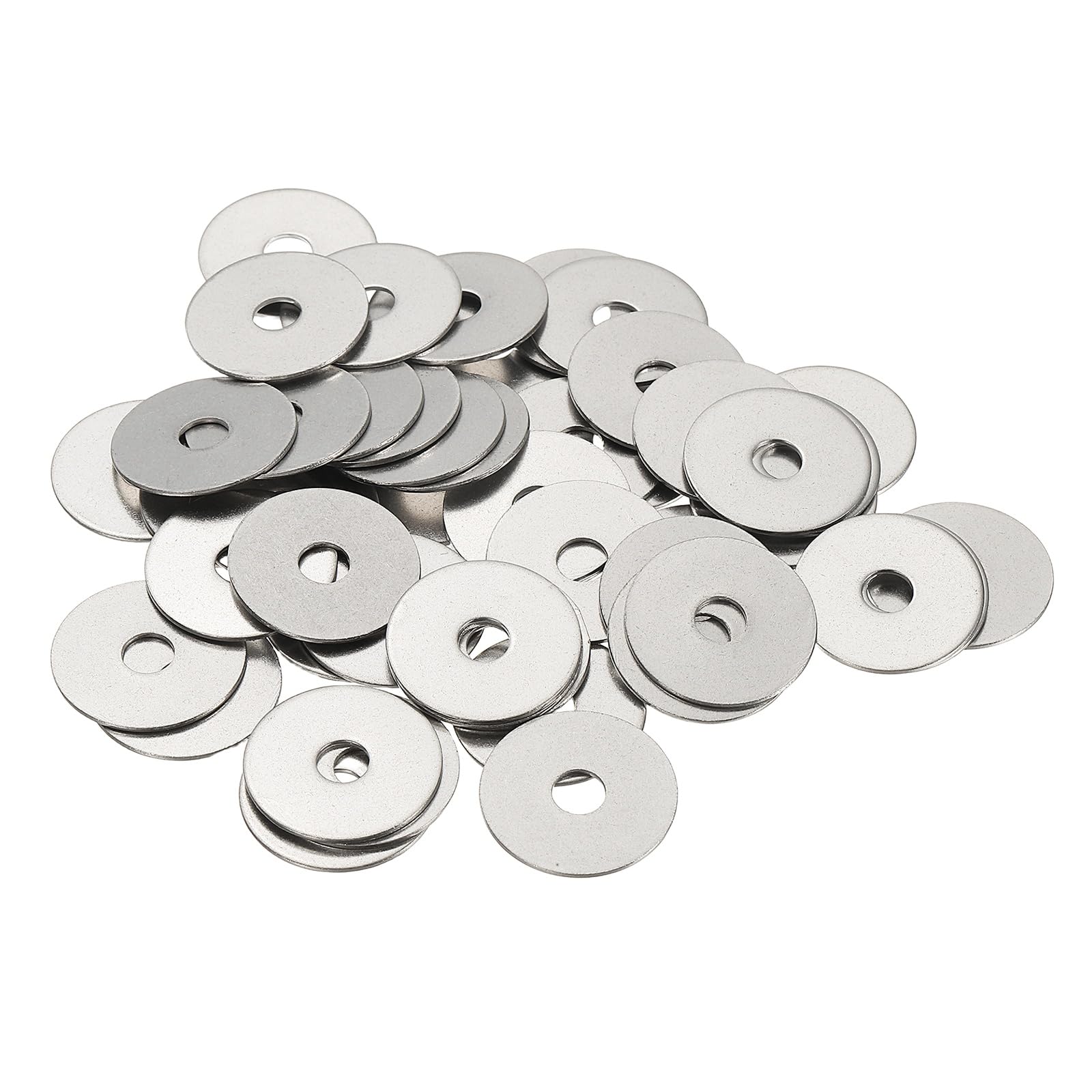 YELARXI Flat Washers, 304 Stainless Steel Hardware Assorted Washer, 25 x 6 x 1 mm Fit for Bolts Screws Industrial Use (50 Pack, Silver)