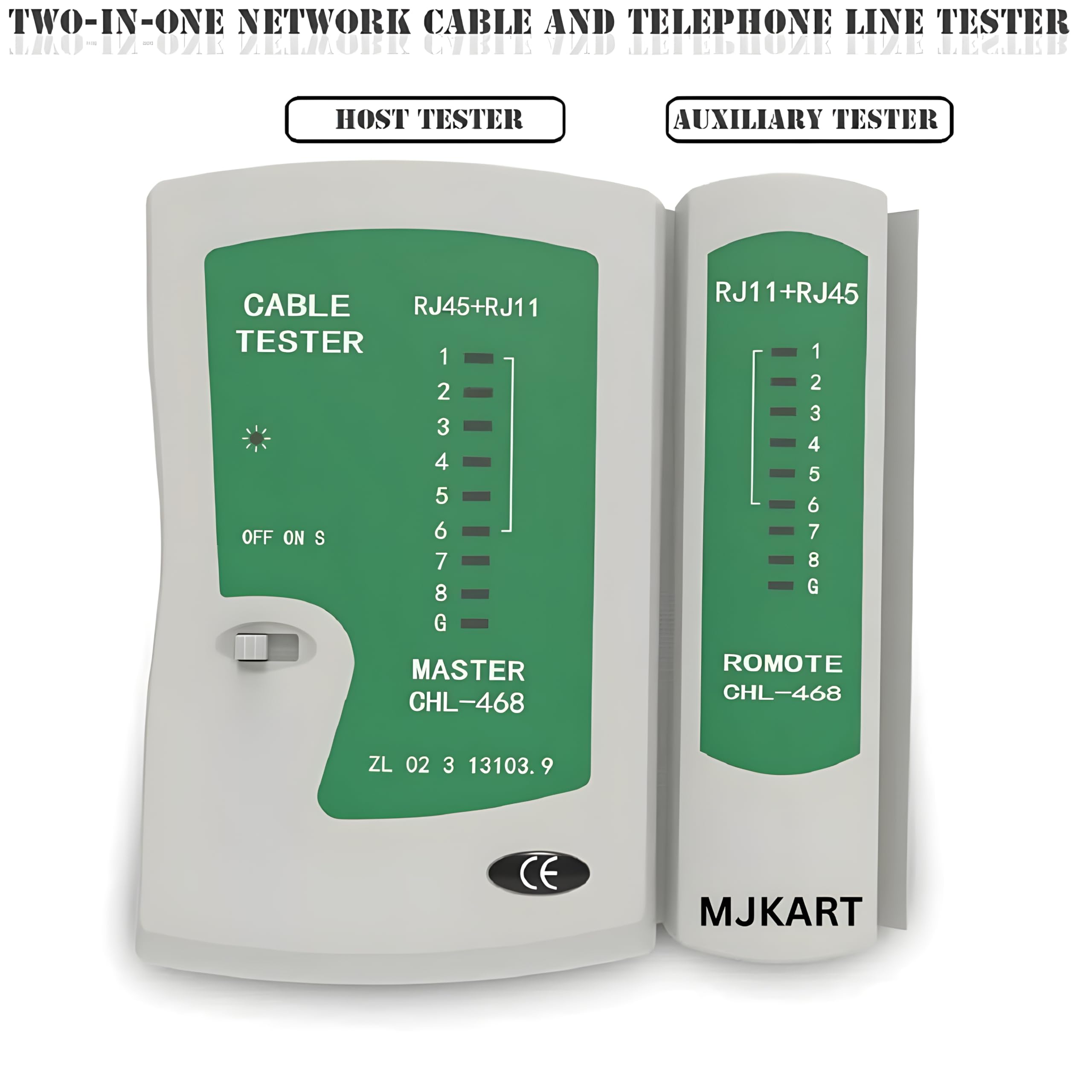 Mjkart Lan Tester, RJ45 And RJ11 Network Cable Tester With 9V Battery, LED Indicators RJ12 CAT5 CAT 6 UTP Ethernet Lan Cable Tester Test Tool For Internet Broadband Connection Test 3