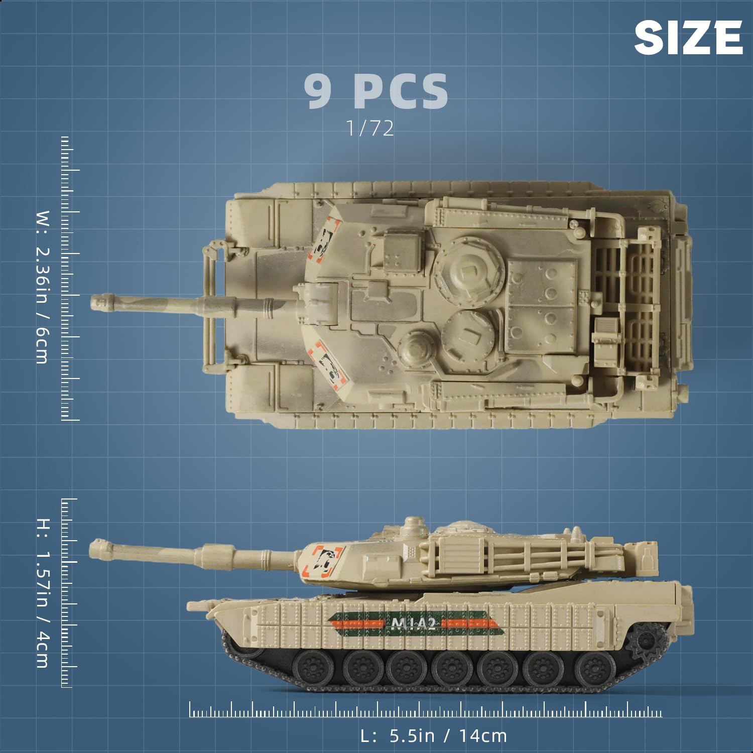 SEBUNAS 1/72 Scale M1A2 Military Tank Quick Build Model Kits United States Armored Vehicle M1A2 Main Battle Tank Building Model Gift for Kids (9PCS) - Image 2